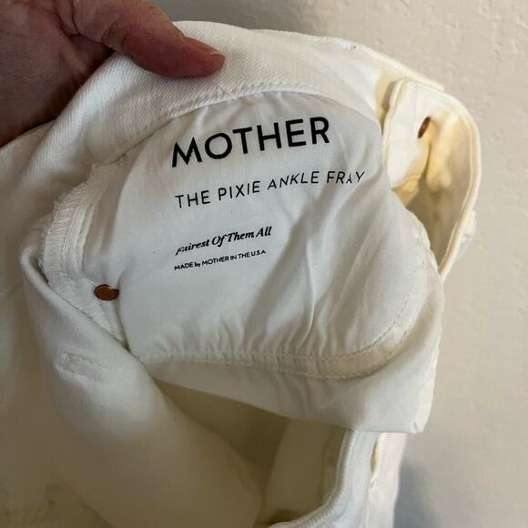 Mother Pixie Ankle Fray Skinny High Rise Jeans Fairest of Them All White Size 27 - Picture 8 of 10